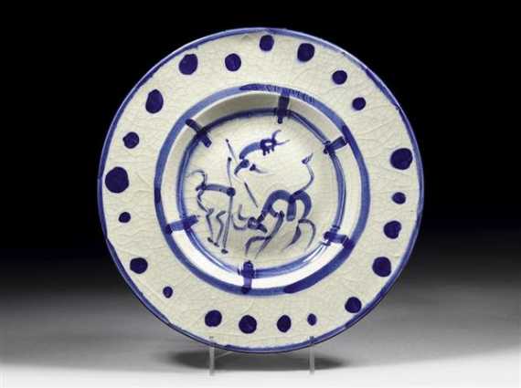 Appraisal: PICASSO PABLO Plate with bull fighting scene Ceramic Expl -No