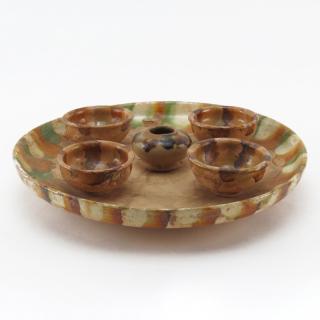 Appraisal: Chinese Tang Dynasty Sancai Glazed Pottery Miniature Bowls and Vessel