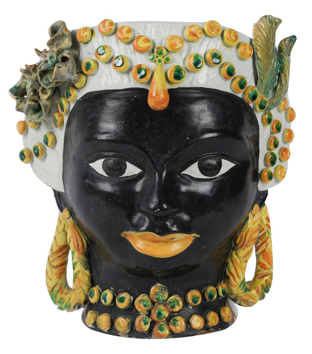 Appraisal: LARGE CERAMIC BLACKAMOOR HEAD VASEunsigned Condition with chips and repairs