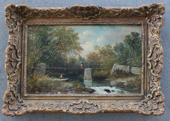 Appraisal: HARRIS Henry English - Man Fishing with Onlooking Female Standing