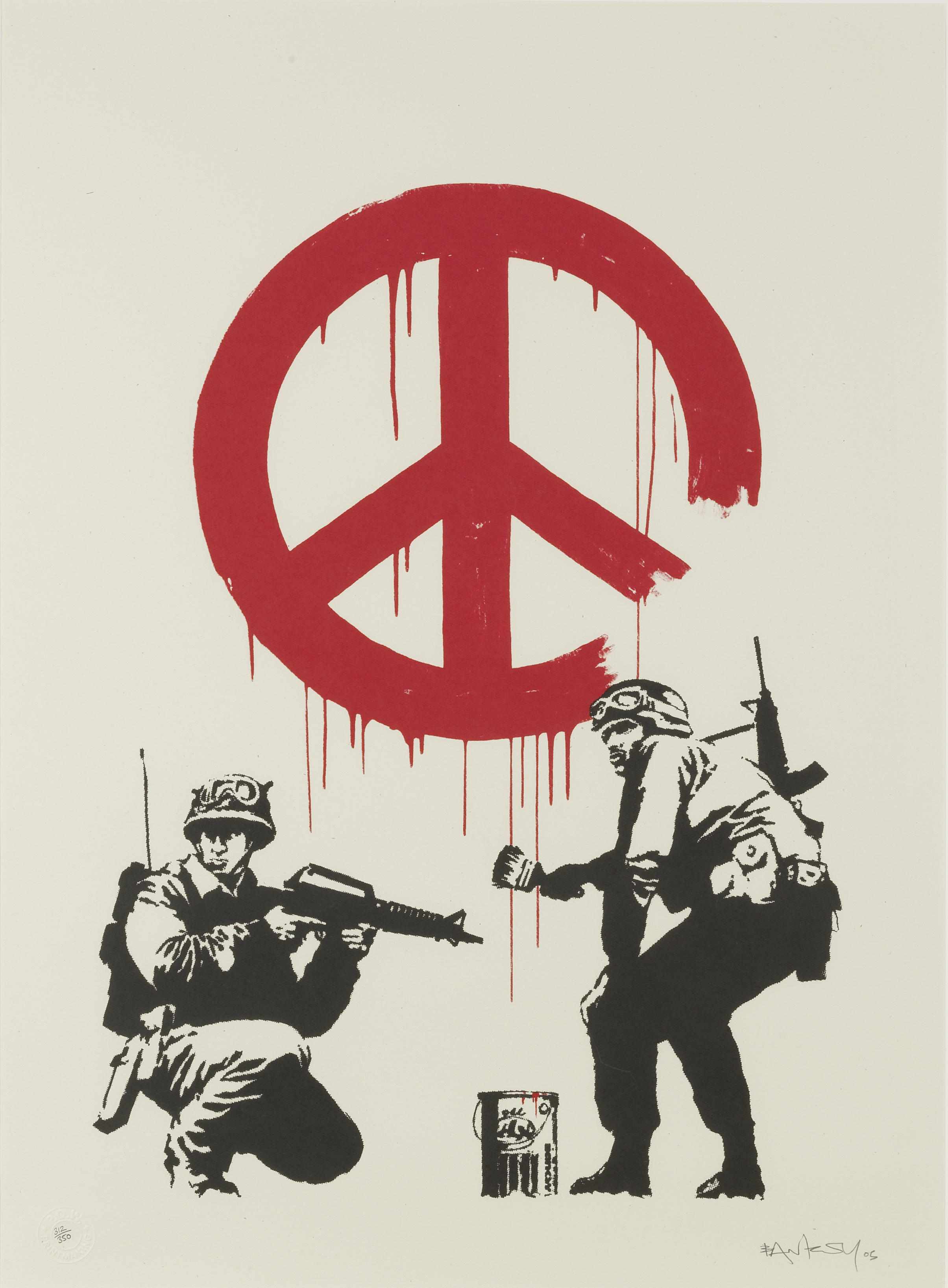 Appraisal: Banksy b CND Soldiers signed dated and numbered screenprint on