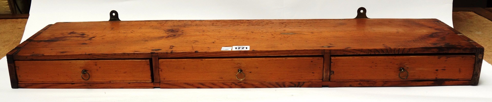 Appraisal: A set of three pine shallow drawers cm wide together