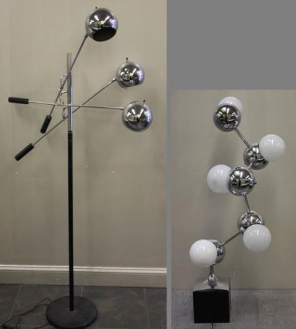 Appraisal: Midcentury Robert Sonneman Chrome Ball Lamp Lot Includes floor lamp