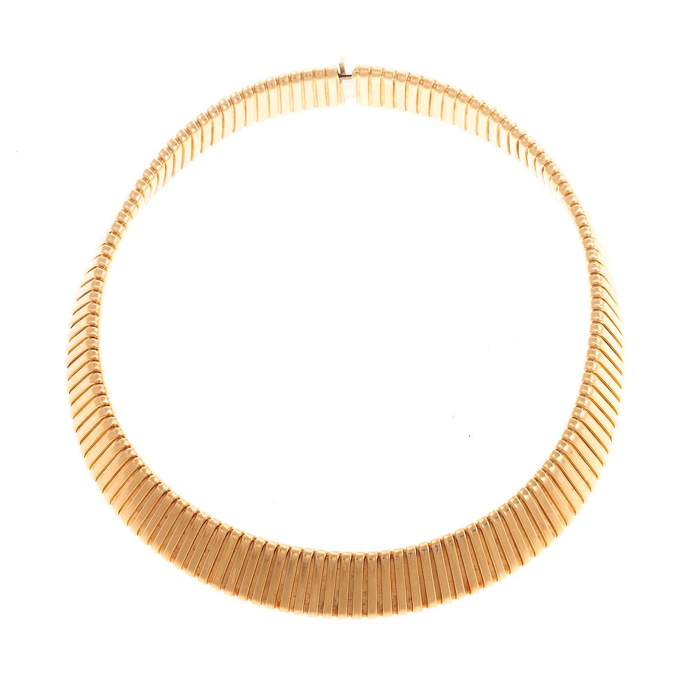 Appraisal: A Ladies Wide K Choker Necklace K yellow gold mm