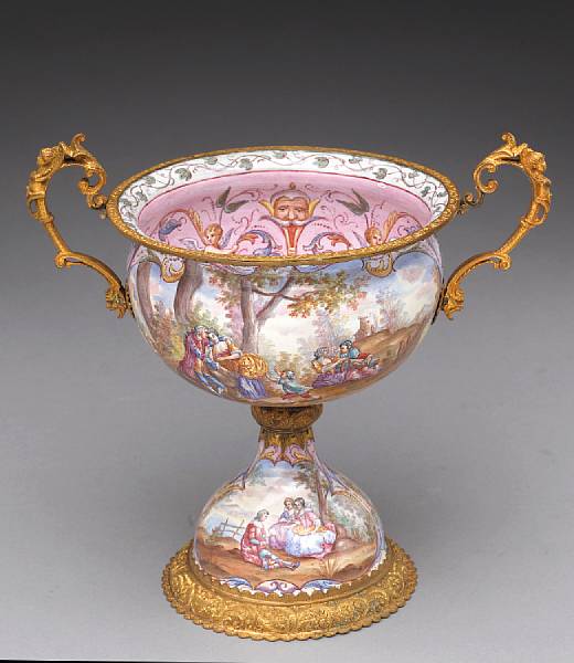 Appraisal: An Austrian gilt metal and enamel footed cup later th