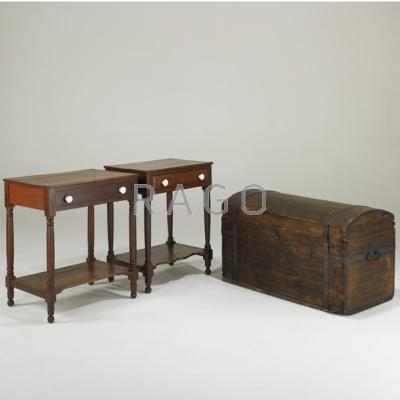 Appraisal: TRADITIONAL FURNITURE Two country washstands dome-top trunk and corner shelf