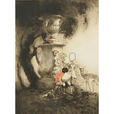 Appraisal: LOUIS ICART French - Hand-colored etching and aquatint Four Dears