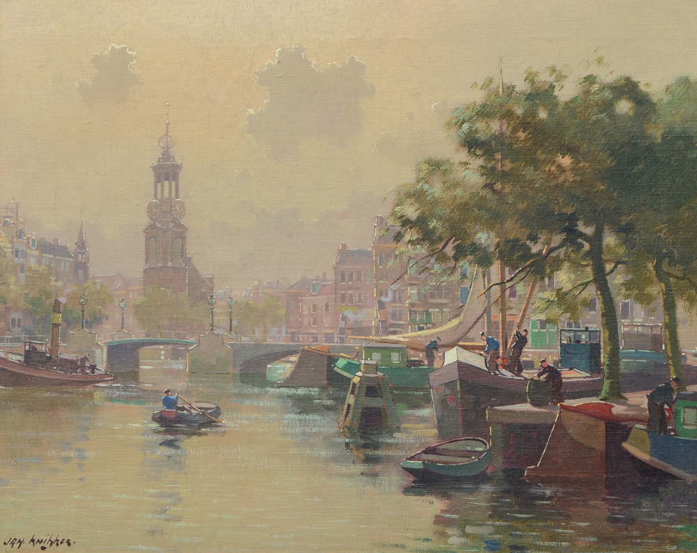 Appraisal: KNIKKER Jr Jan Dutch - Amsterdam Canal Scene Oil Canvas