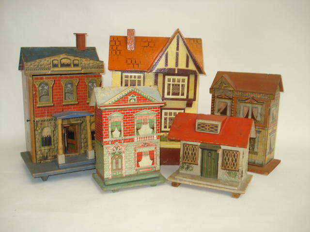 Appraisal: Five various miniature doll houses Including paper lithographed house with