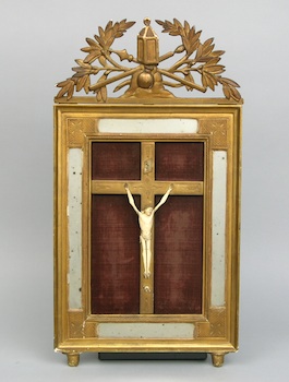 Appraisal: A Continental Carved Bone Crucifix in a Decorative Frame An