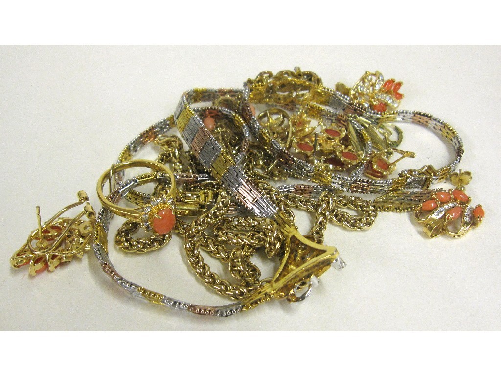 Appraisal: Lot of gilt metal coral set jewellery to include two