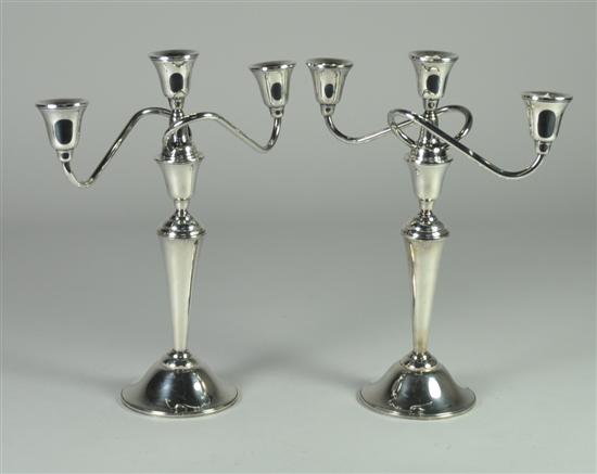 Appraisal: Pair of International Weighted Sterling Candelabra Detachable three-branch candelabra x