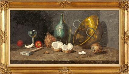 Appraisal: ATTRIBUTED TO LEO RITTER STILL LIFE WITH COCONUTS Oil on