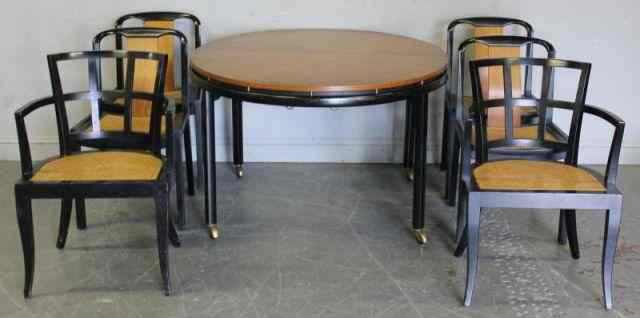 Appraisal: Baker Midcentury Asian Modern Style Dining Set Includes a table