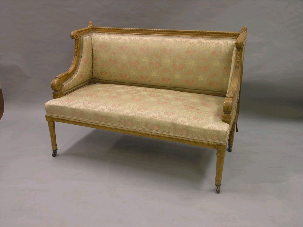 Appraisal: A late th century French two seater boudoir settee walnut