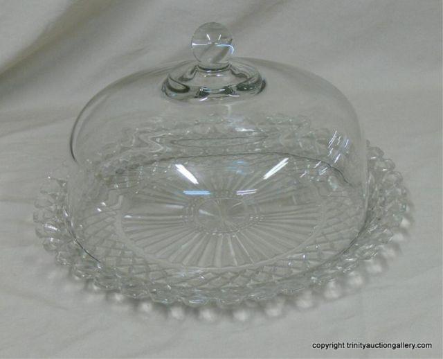 Appraisal: Cake Dome Pressed Glass Platter - Clear heavy glass dome-