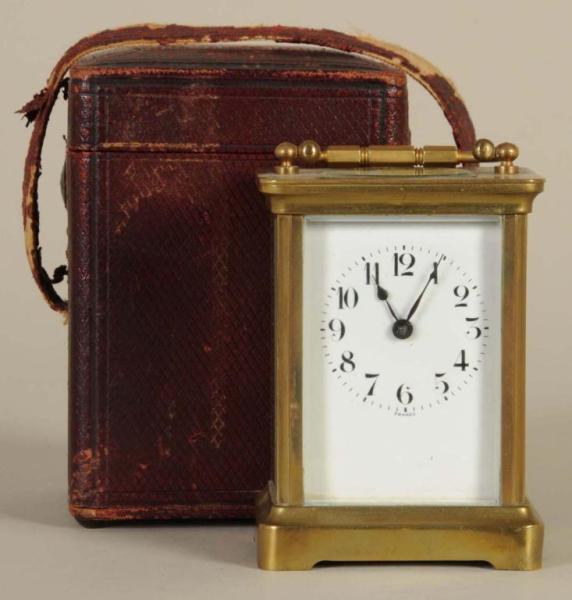 Appraisal: French Carriage Clock Description Circa Brass and beveled glass case