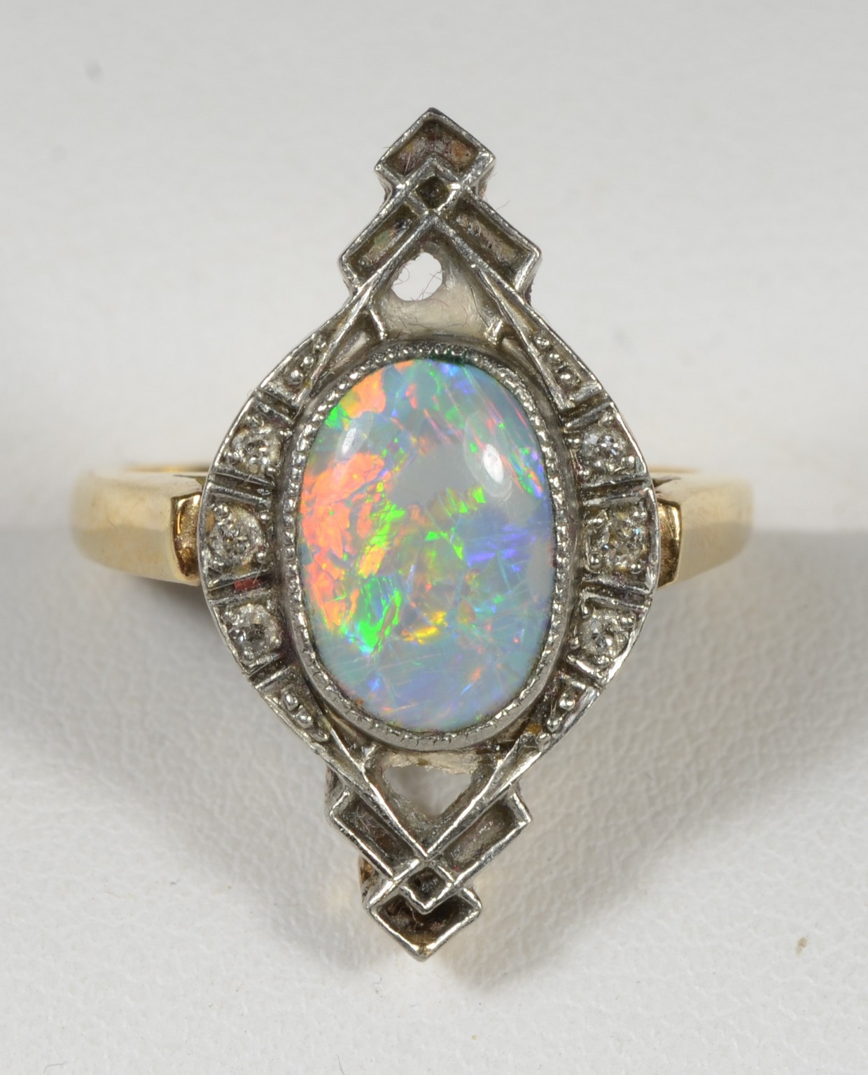 Appraisal: K Yellow and white gold opal ladies ring art deco