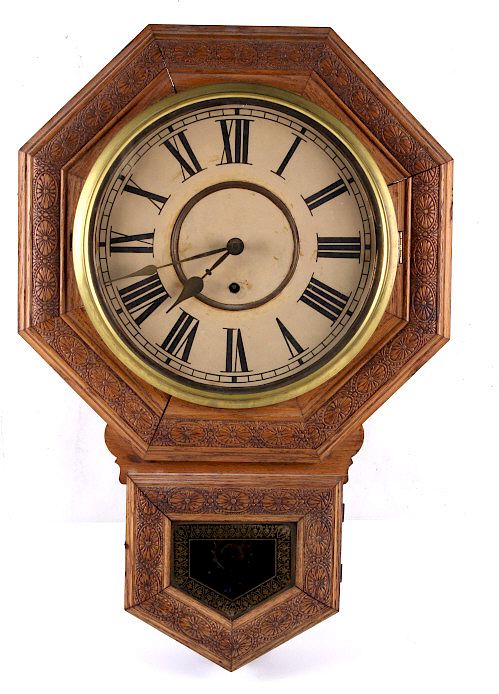 Appraisal: Antique E N Welch Clock Co Octagon Drop Clock Featured