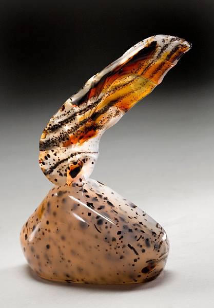 Appraisal: Carved Montana Agate Perfume Bottle Essence of Wind By Thomas