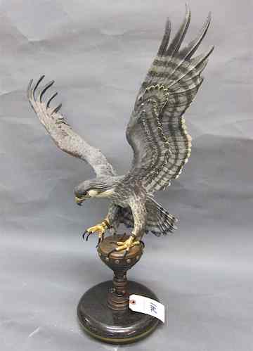 Appraisal: CHESTER FIELDS WASHINGTON STATE B ORIGINAL ORNITHOLOGICAL BRONZE SCULPTURE ''Falcon