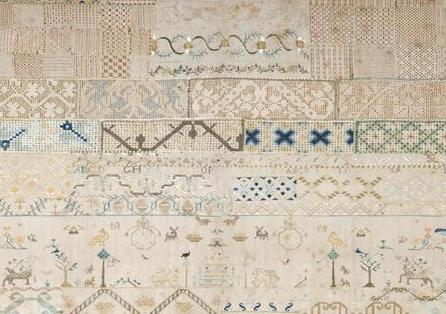 Appraisal: NEEDLEWORK SAMPLER Worked with blocks of needlework and lace samples