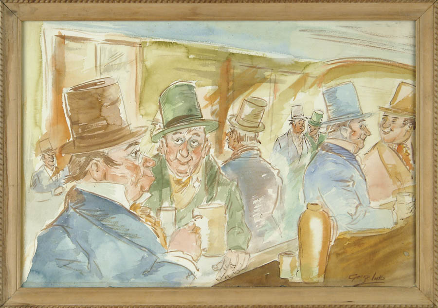 Appraisal: GEORGE BENJAMIN LUKS American - BAR-ROOM BUDDIES Watercolor bar room