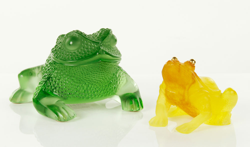 Appraisal: - Two Glass Toads One Lalique One green Lalique toad