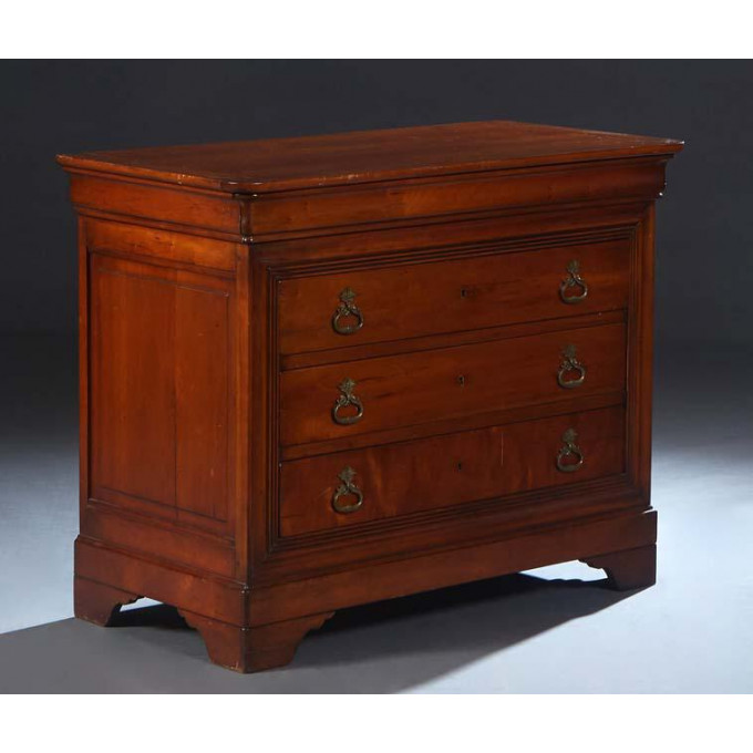 Appraisal: French Provincial Louis Philippe Carved Cherry Commode th c the