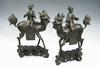 Appraisal: PAIR CHINESE BRONZE SCULPTURES - Dragon Head Kirlins with Riders