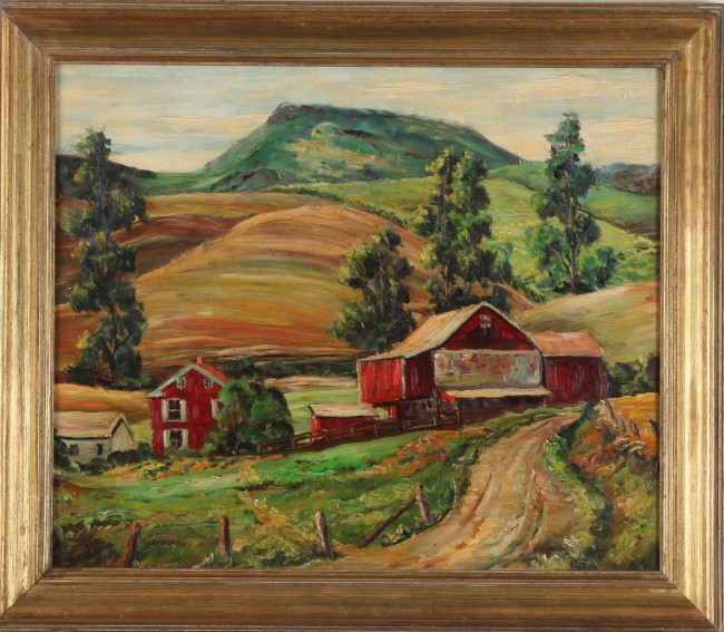 Appraisal: Farm landscape oil on masonite x SLL C I Dreisbach