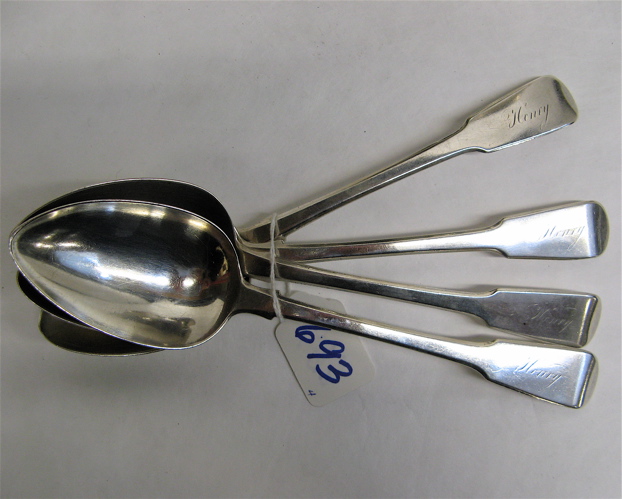 Appraisal: SET OF GEORGE III HALLMARKED STERLING SILVER TABLESPOONS marked with