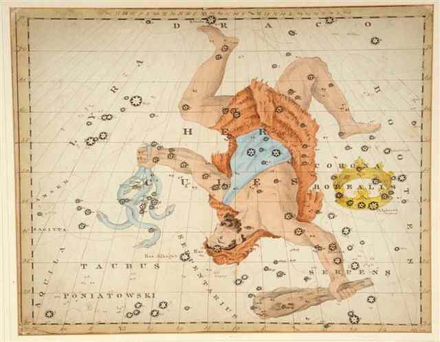 Appraisal: AN TH CENTURY CELESTIAL CHART engraved with constellation of Hercules