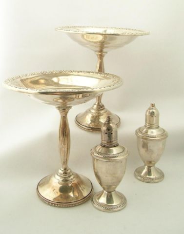 Appraisal: Pair of sterling silver weighted pedestal compotes and pair of