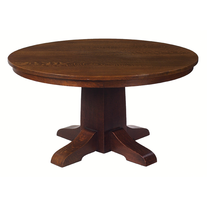 Appraisal: Gustav Stickley dining table circular top over a pedestal base