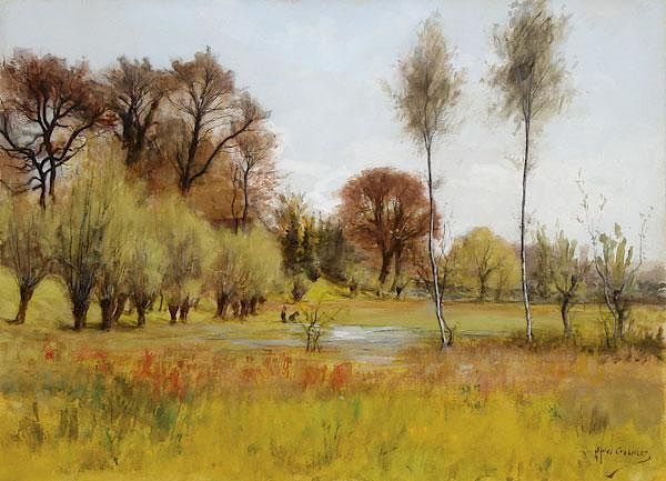 Appraisal: JULES CROSNIER OIL PAINTING JULES CROSNIER French - Early Spring