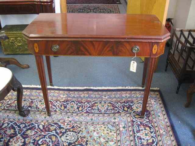 Appraisal: Mahogany Table flip top Pembrook style inlay