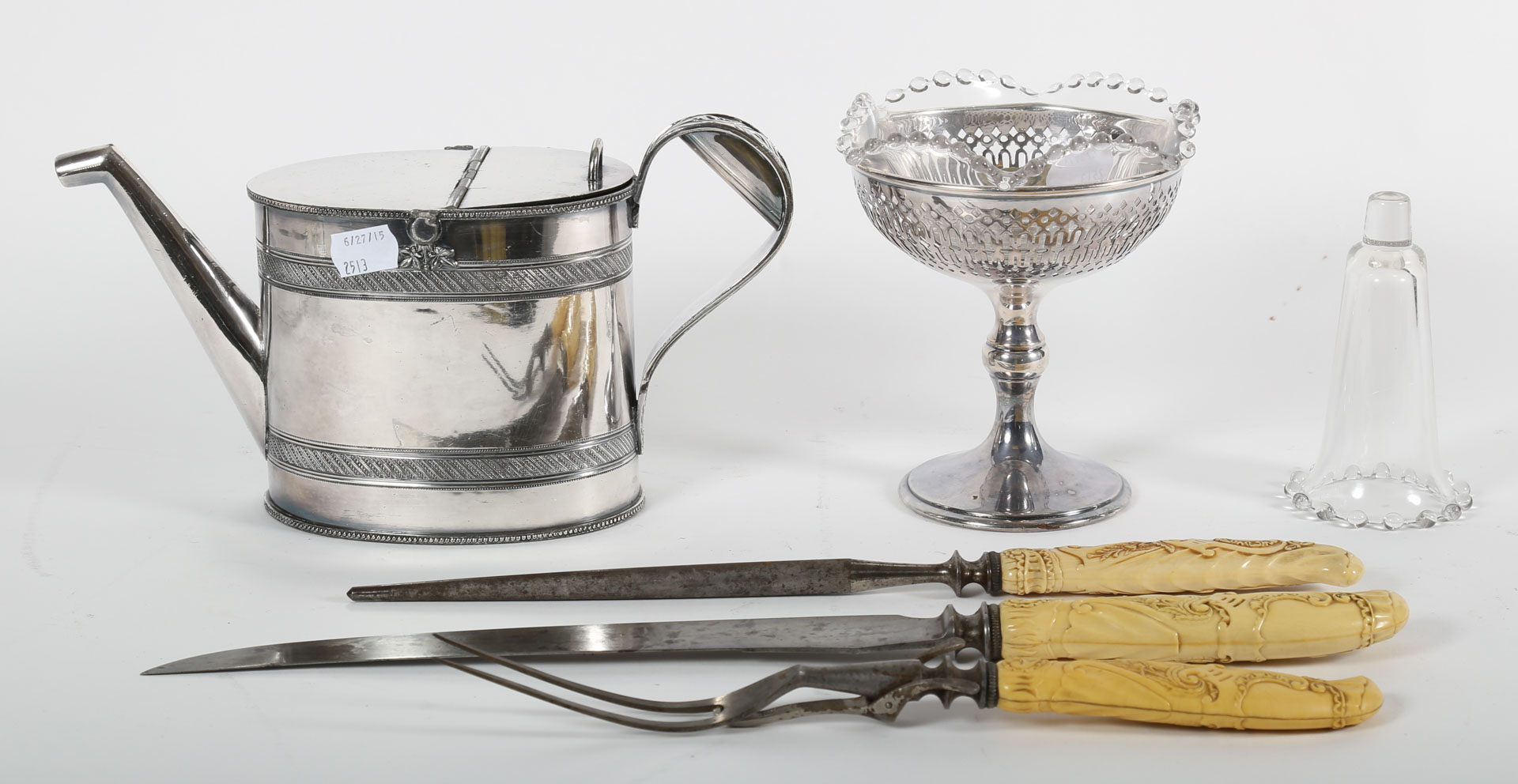 Appraisal: Two pieces of silver plate and a carving set Undernumber