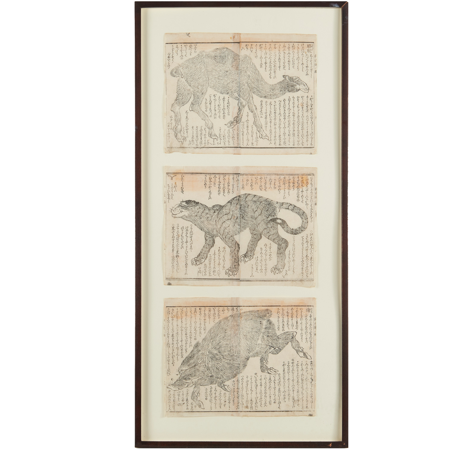 Appraisal: JAPANESE WOODBLOCK BESTIARY PAGES Likely Edo Period th th c