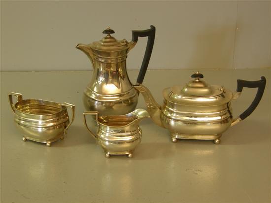 Appraisal: George VI silver four piece tea service comprising tea pot