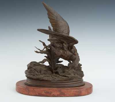 Appraisal: Jules Moigniez French - A bird hunting worms Bronze cast