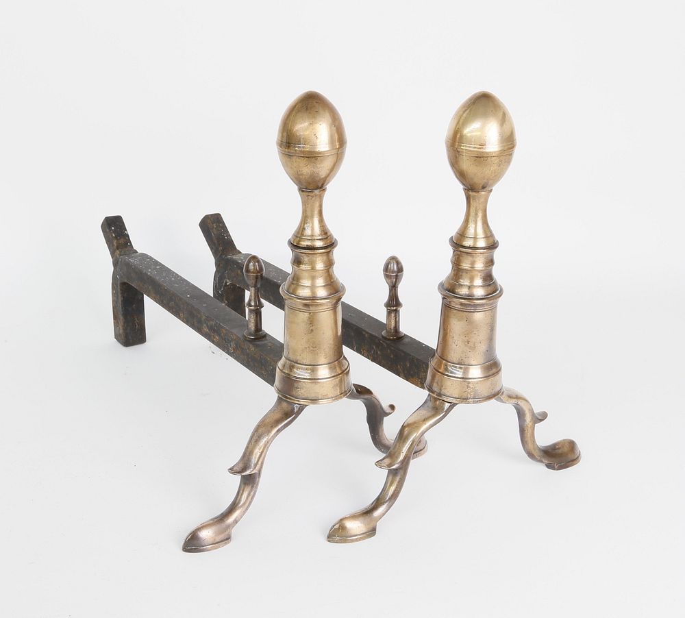 Appraisal: Pair of Scarce American Bell Metal Lemon Top Andirons th