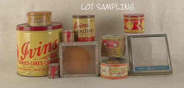 Appraisal: Group of advertising tins early th c most Ivins Crackers