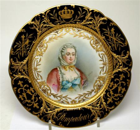 Appraisal: SEVRES SCALLOPED PLATE DEPICTING MADAME DE POMPADOUR MID TH CENTURY