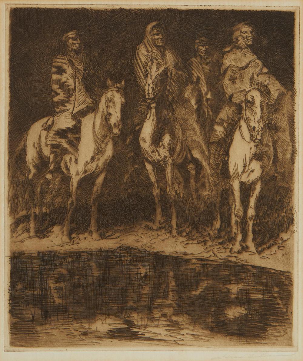 Appraisal: Edward Borein - Navajos at the Water Hole No Etching