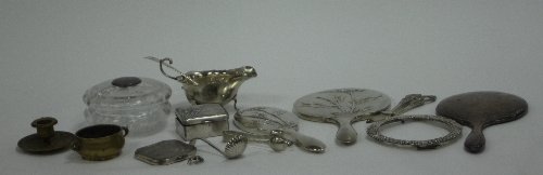 Appraisal: A quantity of silver and white metal including a compact