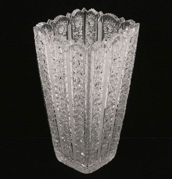 Appraisal: Tall cut glass vase wheel cut pattern H Good condition