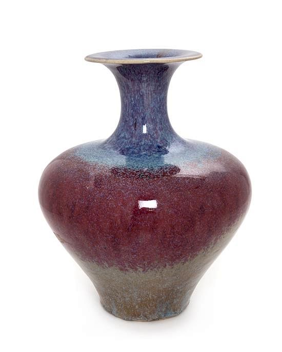 Appraisal: A Flambe Glazed Stoneware Vase Height inches A Flambe Glazed