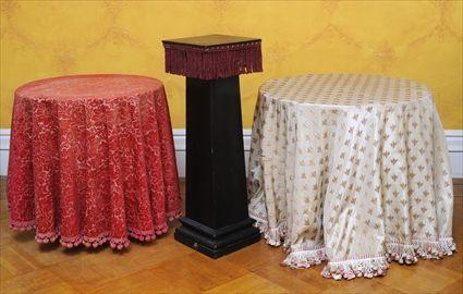 Appraisal: VICTORIAN PAINTED PEDESTAL The rectangular top trimmed with bullion fringe