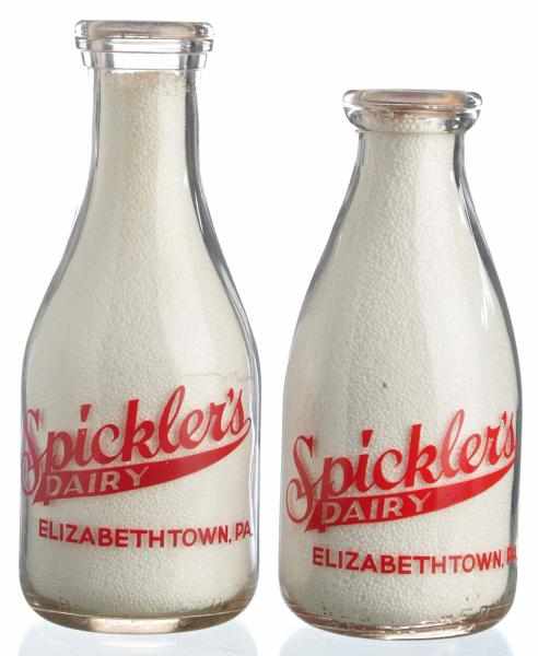 Appraisal: Lot of Spickler s Dairy Milk Bottles Description Elizabethtown PA